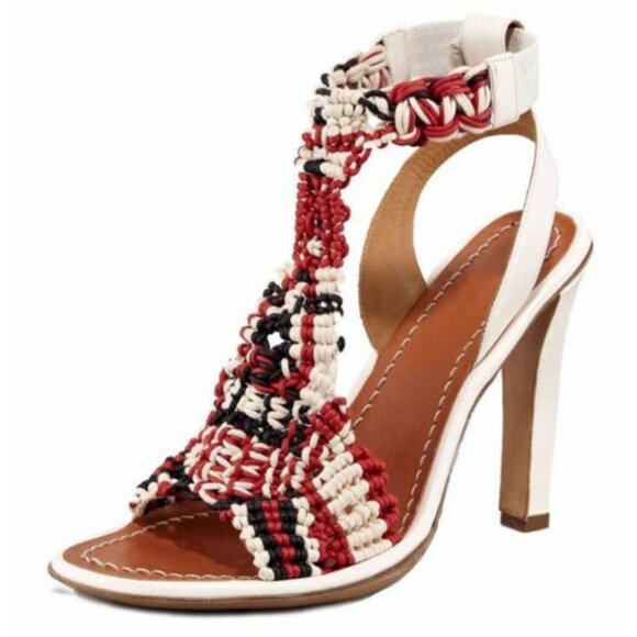 CHLOE SHOES WOVEN LEATHER GLADIATOR 'TRIBAL' SANDALS MULTI COLOR sz 39.5 / 9.5 - Picture 1 of 10